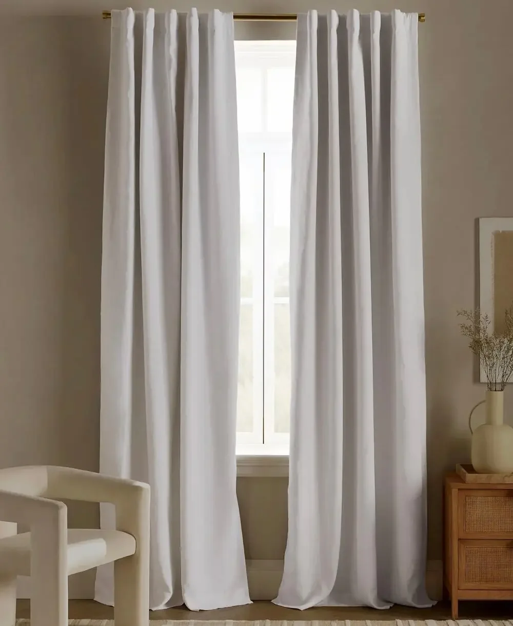 Quince European Linen Room Darkening Curtain Flax Single Panel 48x108in NWT